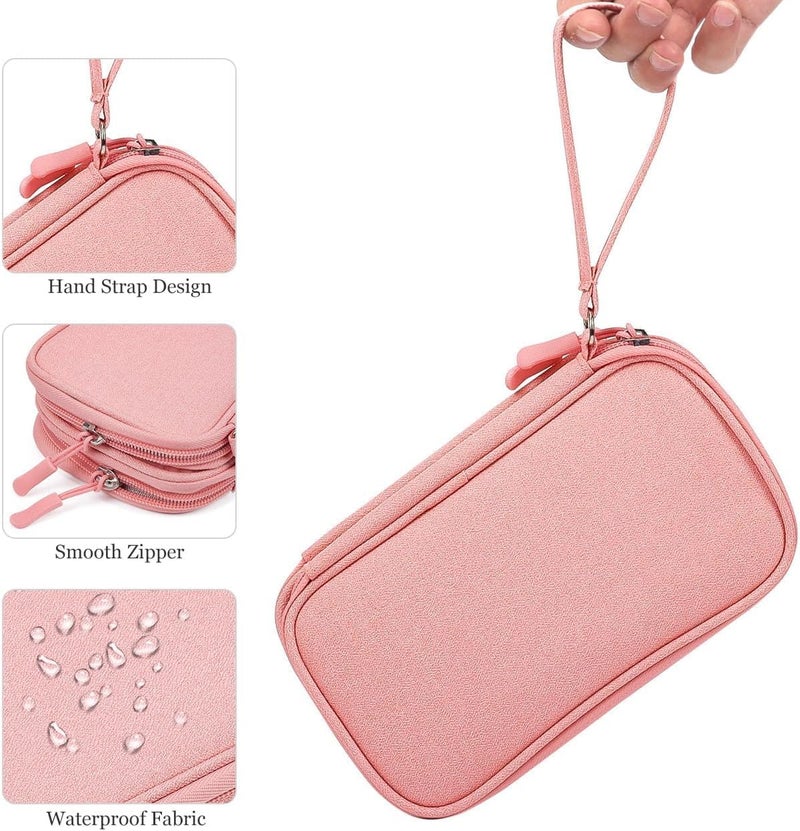 CAOODKDK Electronic Organizer Travel Cable Accessories Bag, Electronic Organizer Case, Electronic Accessories Organizer Bag for Power Bank, Charging Cords, Chargers, Mouse, USB Cable, Earphones (Light Pink) - Image 5